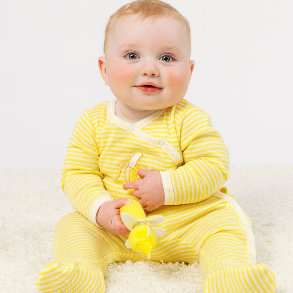 Under the Nile Banana Organic Egyptian Cotton Footie, 0-3m Yellow & White Stripe